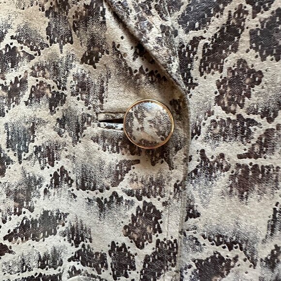 Alpaca Trench Coat Animal Print Vegan Leather Belted Waist Mob Wife Medium - Picture 10 of 14